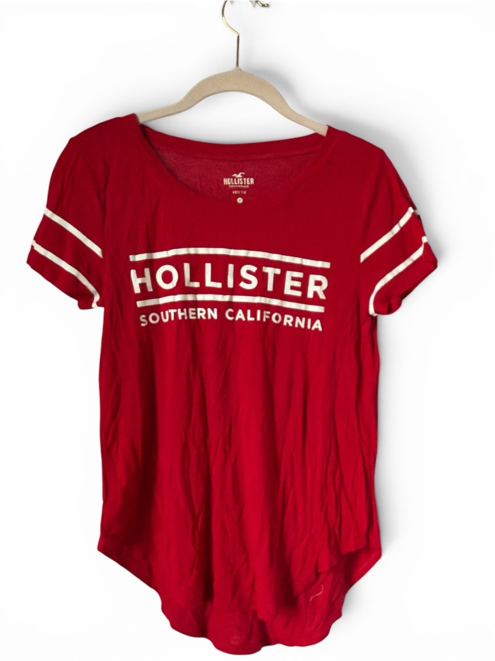 Hollister Red Short Sleeve Graphic Soft Baby Tee XS Preppy y2k Throwback
